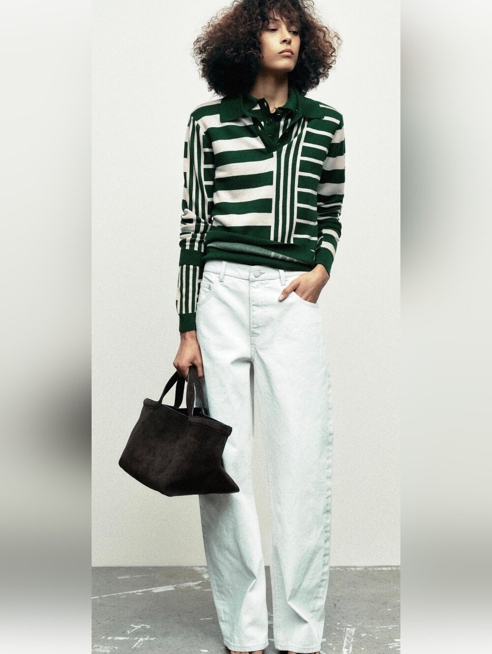 Zara Striped Knit Polo Sweater